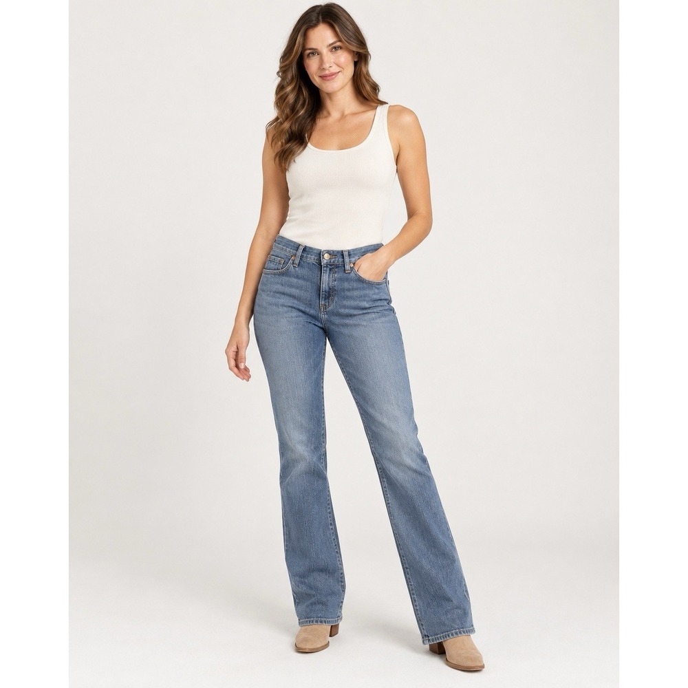 Lee Womens No Gap Waistband Jeans Size 12 Medium Blue Bootcut Stretch LMDH31884